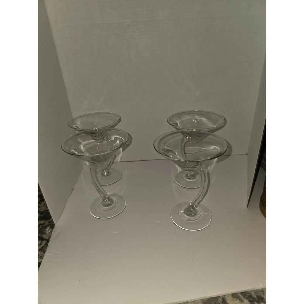 Libby Bravur Swerve Martini Or Sherbert‎ Glasses. 1990s. 4 Glasses In Set